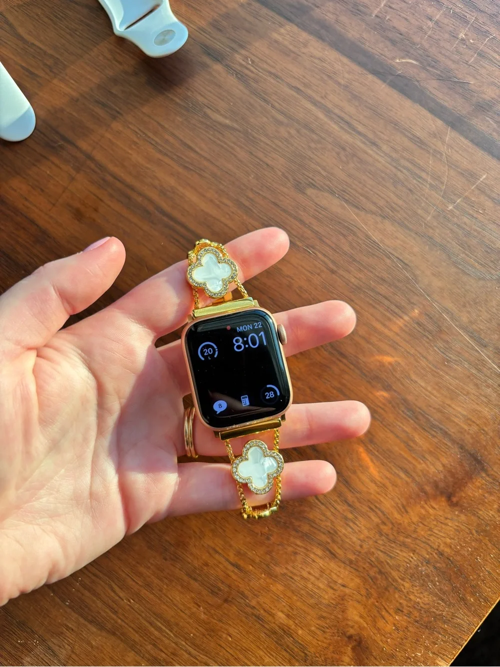 Apple Gold Smartwatch with White Clover Accent Band